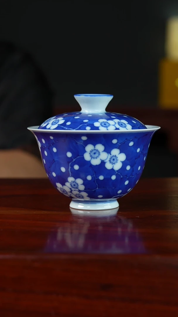 祖传窑真柴窑传承400年冰梅二才盖碗