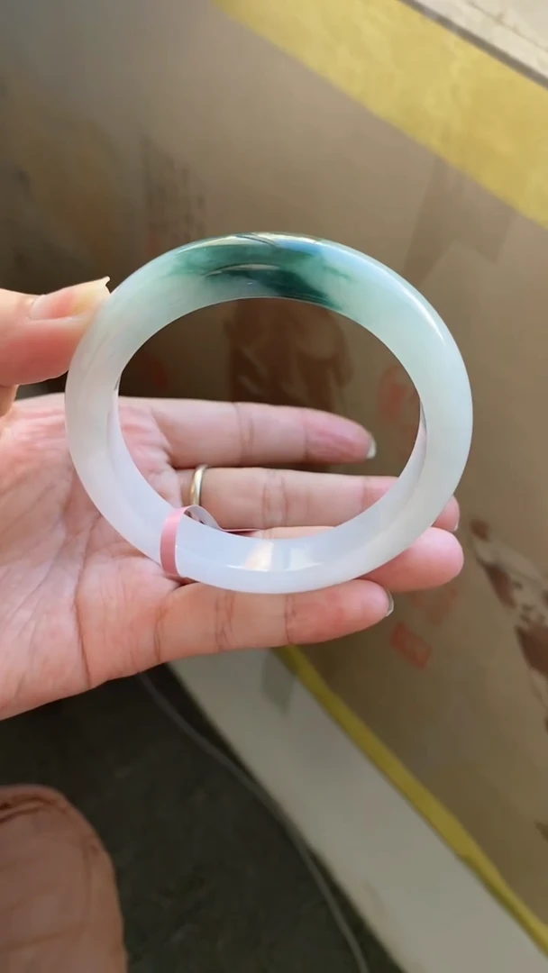 未镶嵌手镯翡翠（白底冰胶水墨丹青）43号