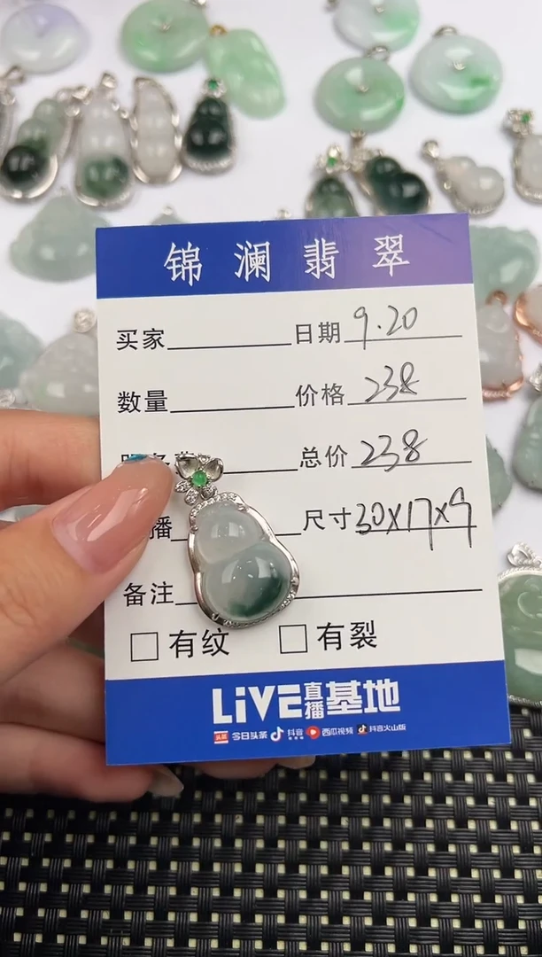 颈饰银S925镶嵌翡翠帕**恰葫芦