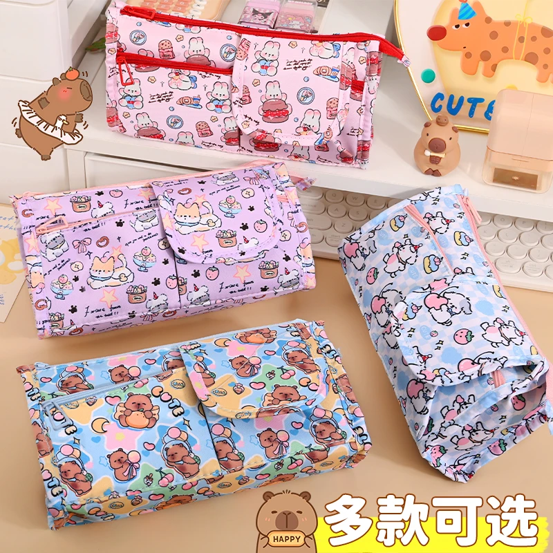 J025【一单到手4个】高颜值大容量女生款式笔袋多功能文具收纳袋