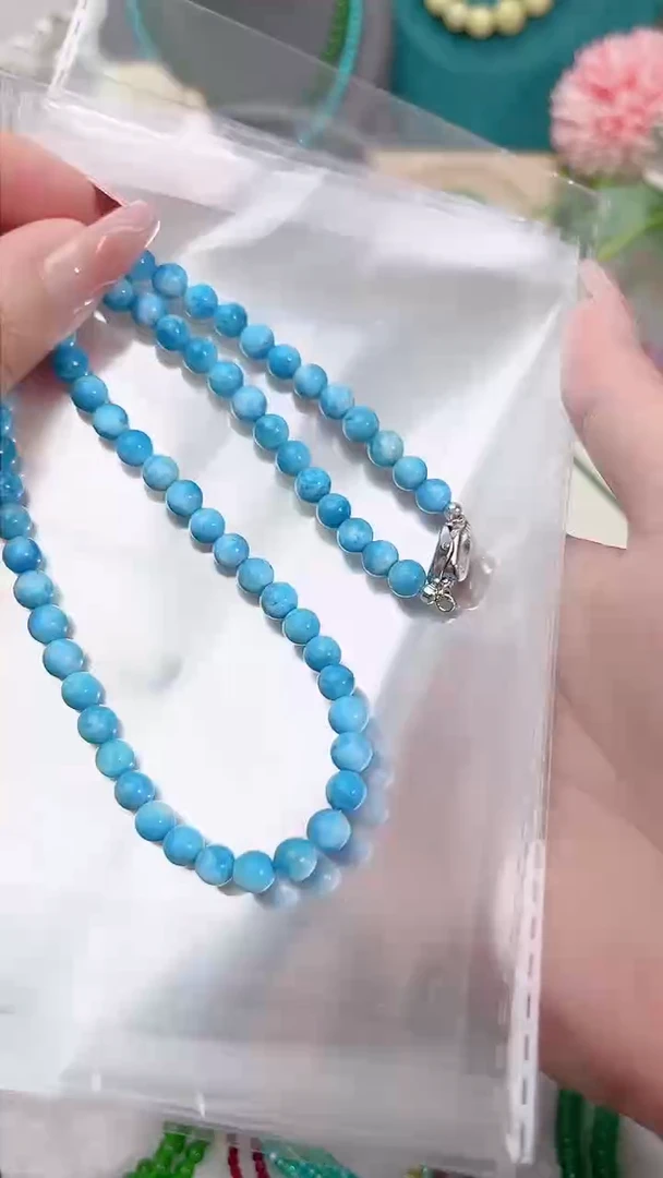 项链磷灰石银S925镶嵌圆99