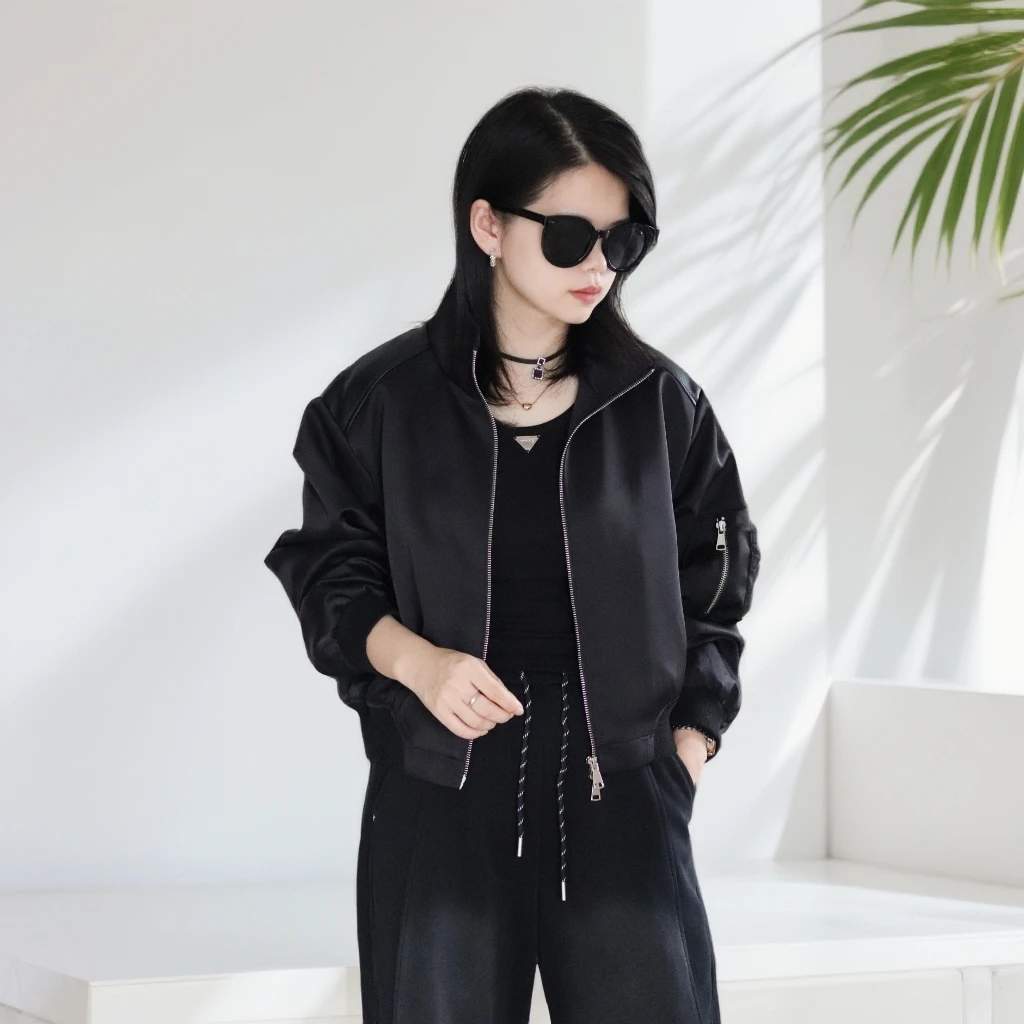 2025新款秋季外套宽松型短款厚款百搭翻领气质设计师醋酸短女