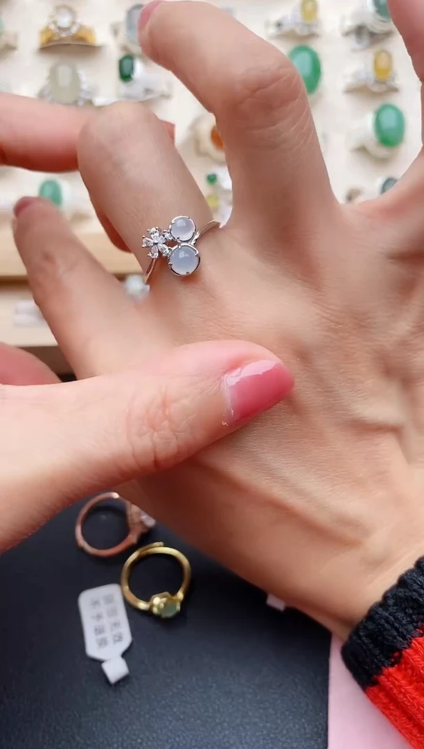 【闪购商品】翡翠戒指银S925镶嵌缅甸天然翡翠333   9-3