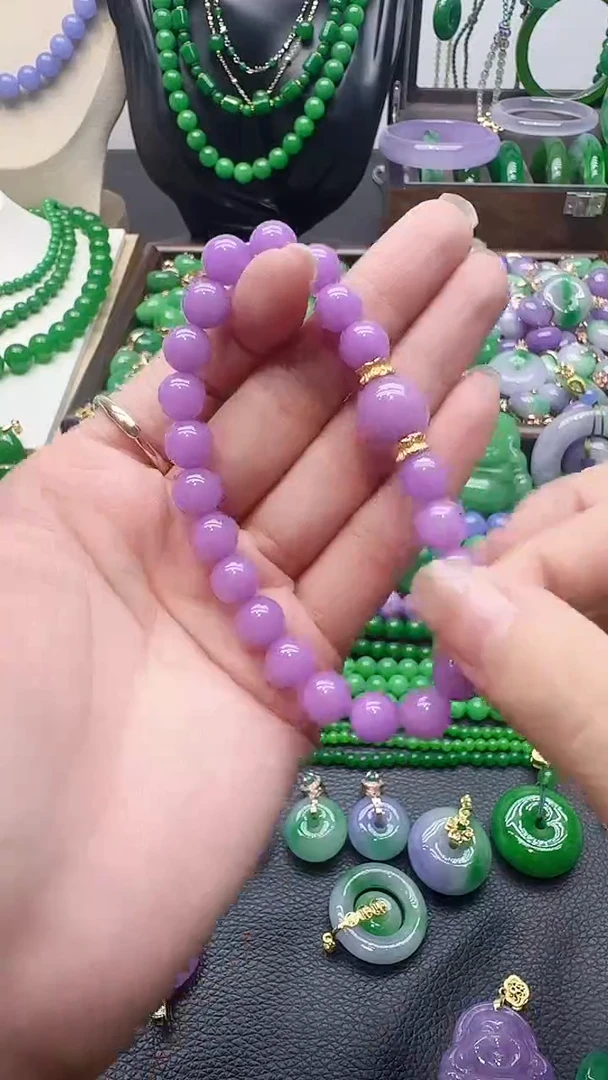 颈饰未镶嵌翡翠紫单珠8mm手串