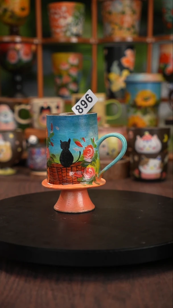 釉下手绘陶瓷紫砂杯
