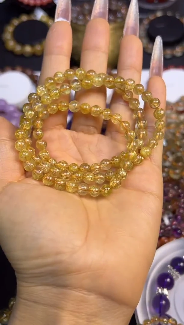 未镶嵌手串水晶金发晶三圈6.2mm