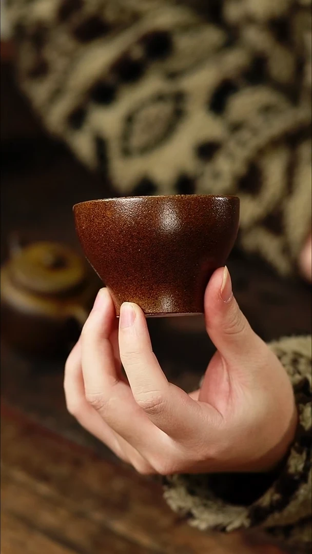 茶杯紫砂红色宽口杯