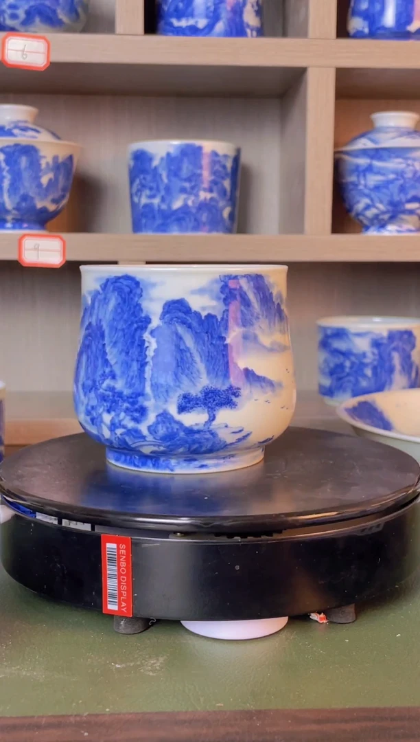 精工青花宋画山水杯子