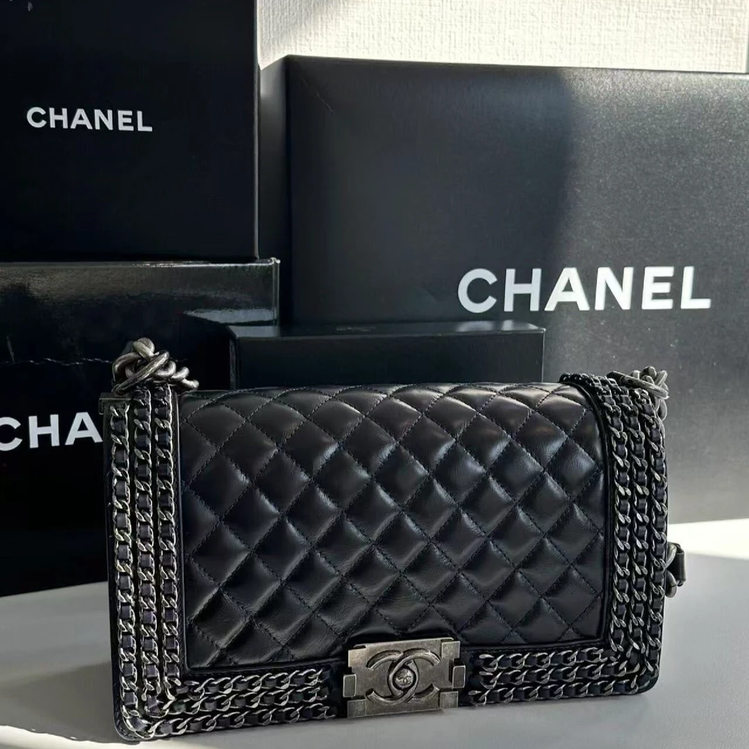 95新 Chanel/香奈儿 【杨贵妃专属】萨尔斯堡限定黑银leboy中号包