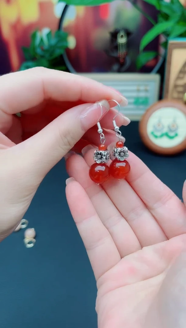 玛瑙/玉髓耳饰银S925镶嵌422000