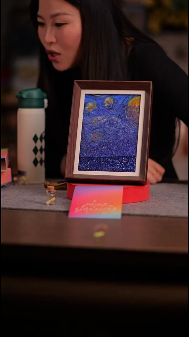 国画蓝星空---8寸 流沙 手写-