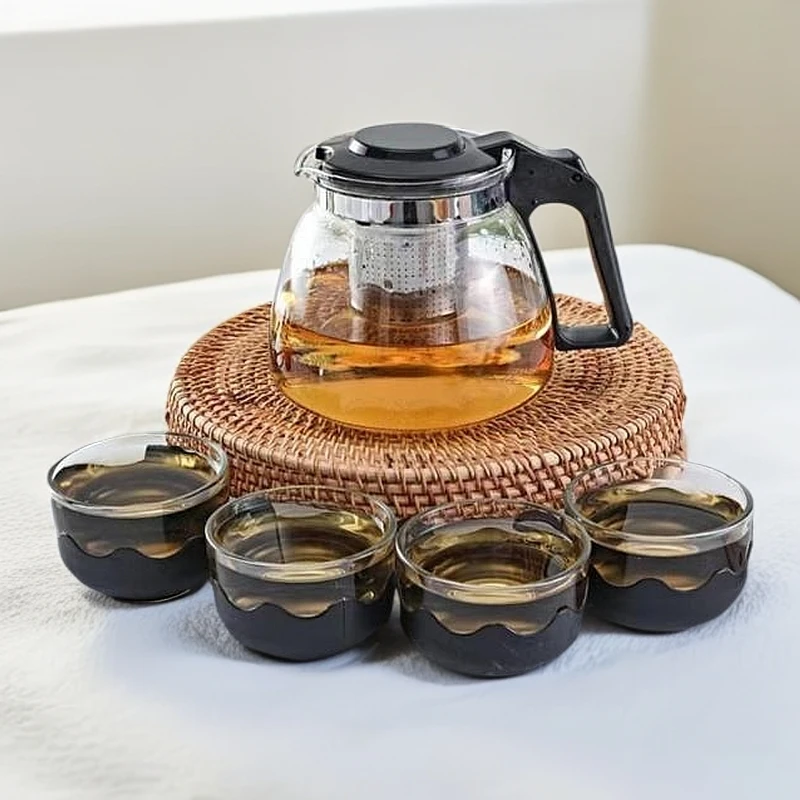 五件套一壶四杯耐热玻璃茶具中国风家用泡茶壶煮茶壶透明水壶茶杯