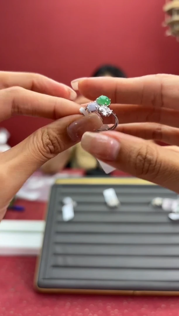 翡翠戒指银S925镶嵌000197r/戒指