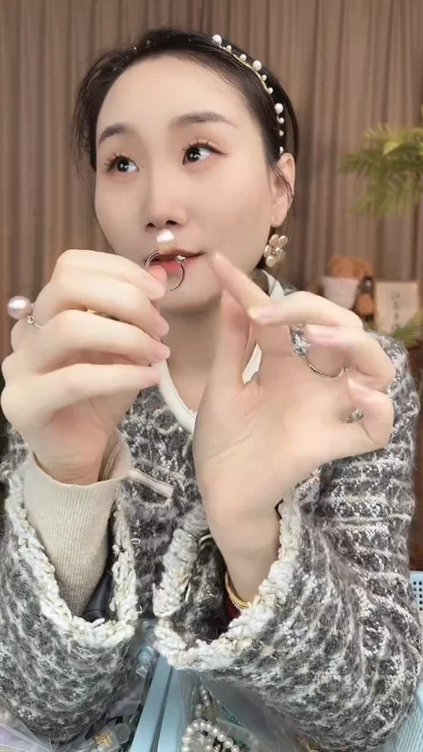 未镶嵌戒指淡水珍珠大圆珠戒指