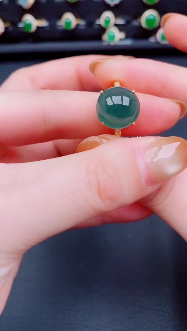 【闪购商品】翡翠戒指银S925镶嵌天然a货翡翠98