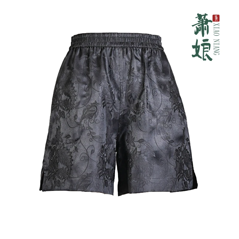 萧娘【凌泉】香云纱工艺休闲裤薄款桑蚕丝中式中国风短裤XN1831
