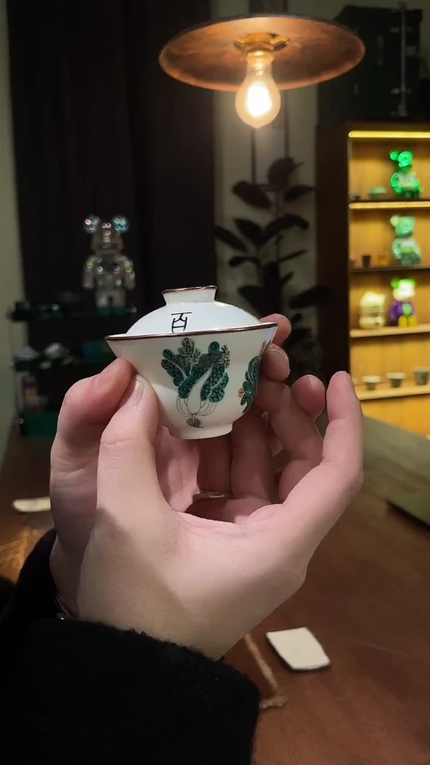 包铜白菜葫芦盖碗.