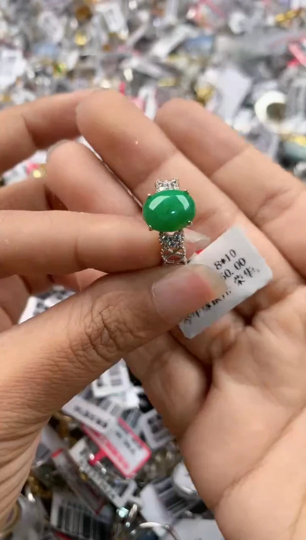 银S925镶嵌戒指翡翠777   4