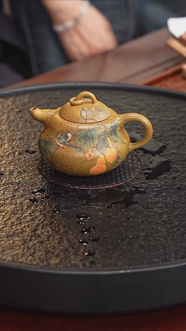 茶壶紫砂毛阿明 葫芦188 蜜蜡黄段柴烧 180毫升
