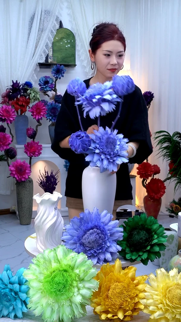 永生洋蓟紫色5头【吸色不均】9836