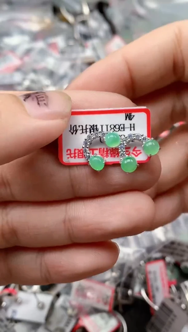 银S925镶嵌戒指翡翠天然A货缅甸翡翠