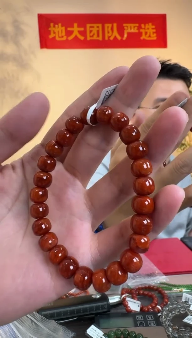 南红玛瑙手串未镶嵌南红南红老型珠单圈约8*9mm