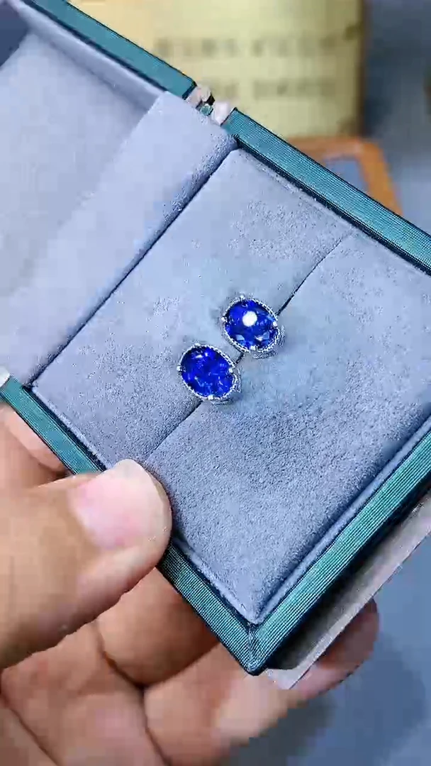 【闪购商品】蓝宝石耳饰银S925镶嵌354