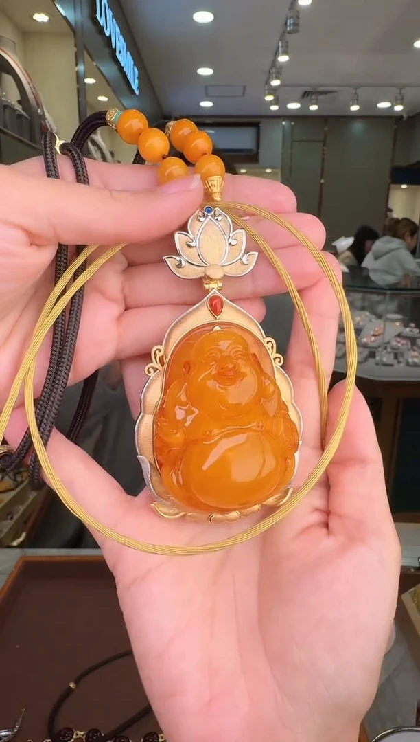 蜜蜡吊坠(赠链)银S925镶嵌5***6116