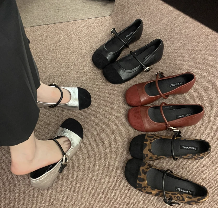 法式玛丽珍单鞋女2025春秋新款温柔圆头浅口休闲通勤软平底奶奶鞋