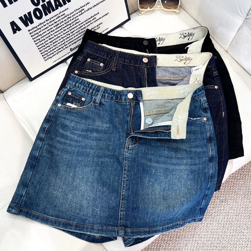 必魅韩版东大门牛仔裤裙显瘦高腰时尚弹力2025夏季前裙后裤63352