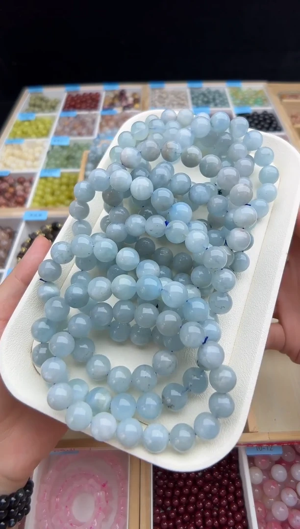 未镶嵌手串海蓝宝石（有瑕疵）手串11-12mm多样性发一