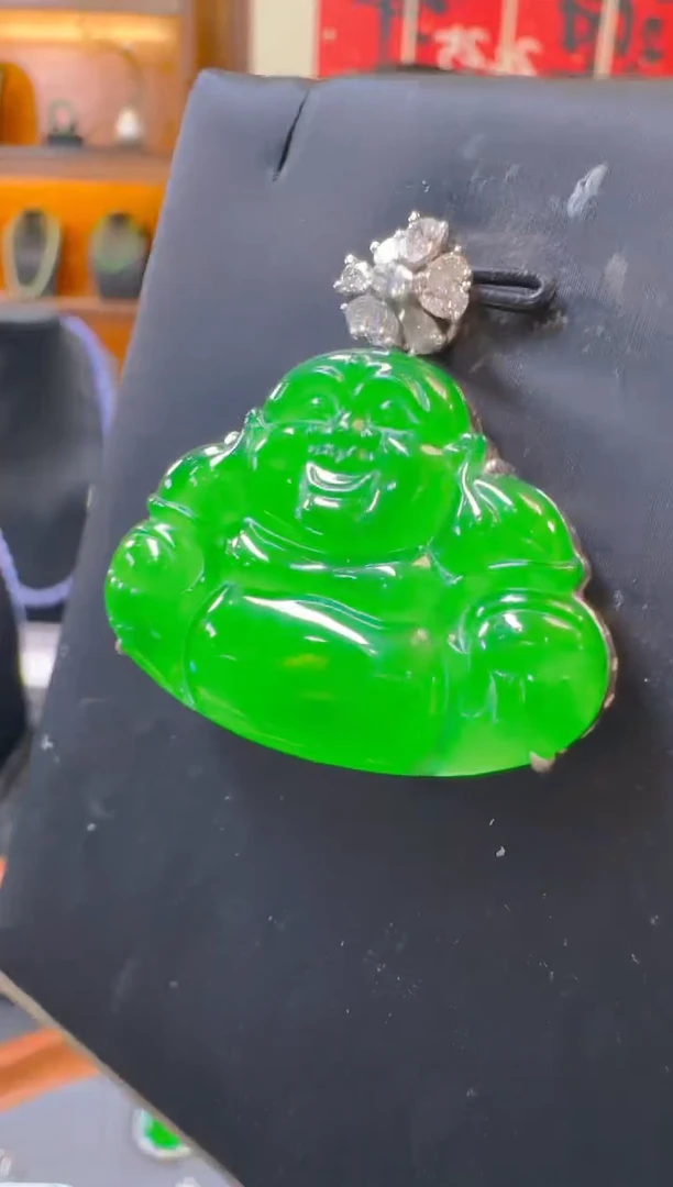 吊坠(赠链)18K金镶嵌翡翠天然A货翡翠