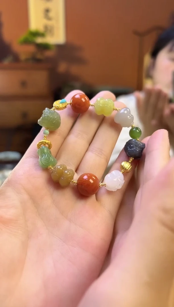 手串18K金镶嵌和田玉和田玉