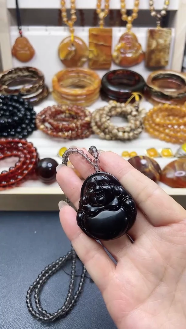 未镶嵌黑曜岩项链佛公套装