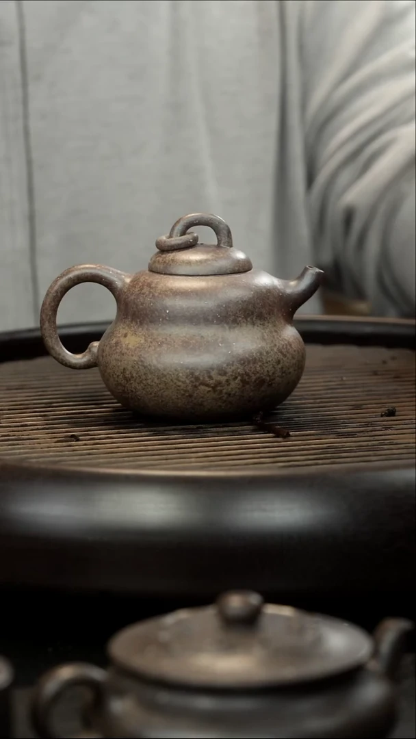 茶壶紫砂柴烧窑珍 单圈葫芦壶