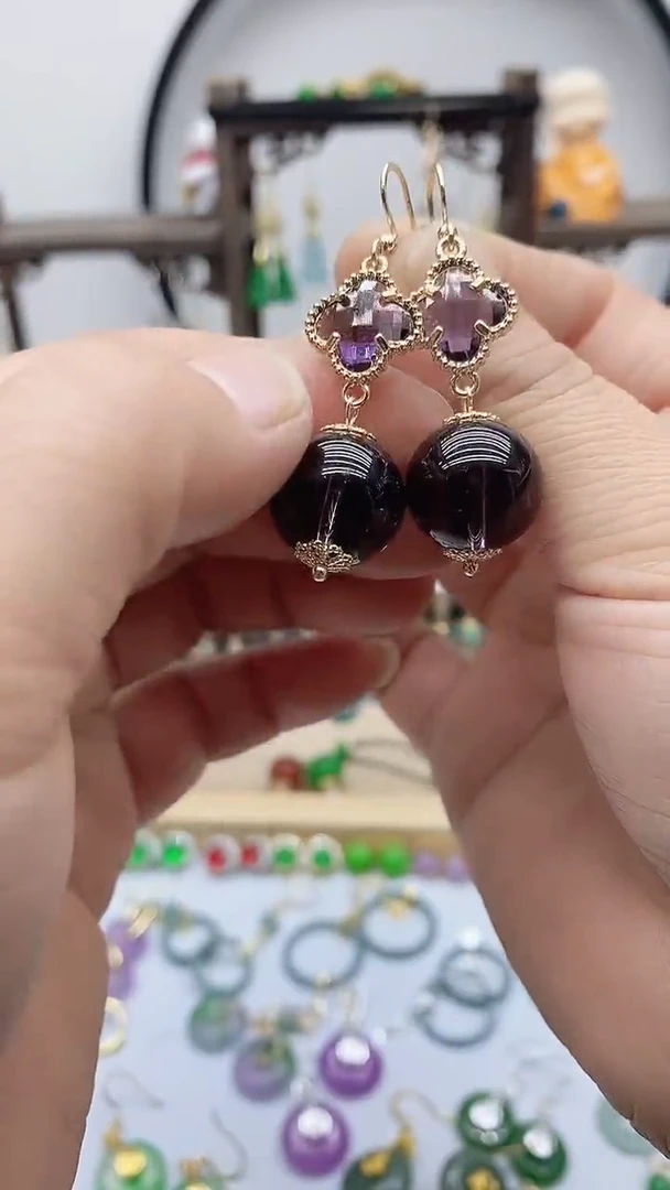 14K金镶嵌耳饰水晶水晶003