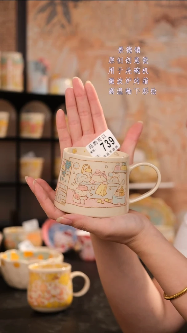 摆件景德镇手工手绘设计师款