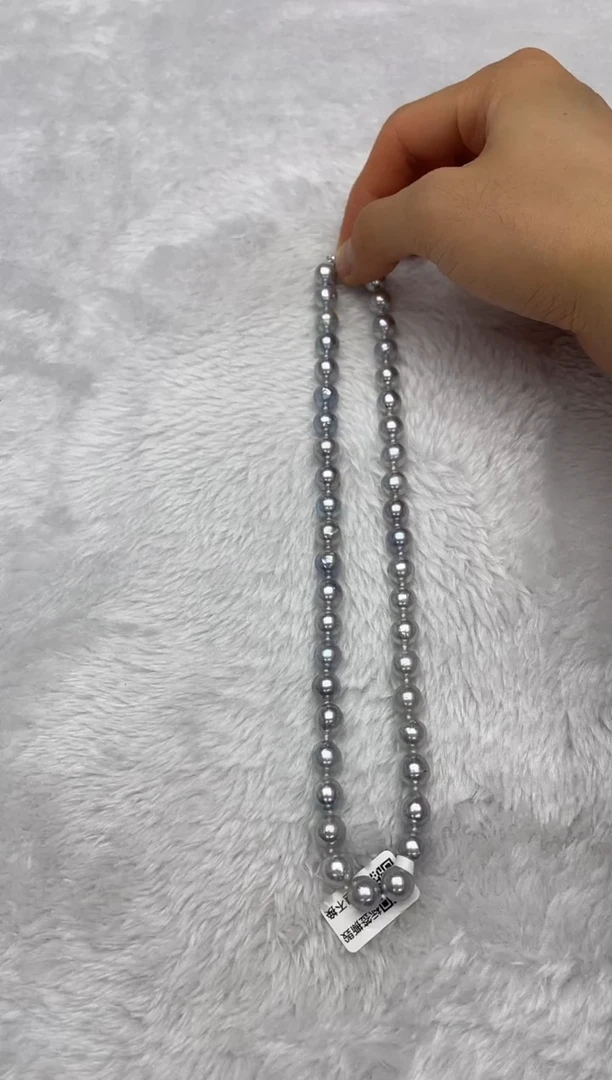 项链银S925镶嵌海水珍珠AK真多麻8.5-9mm
