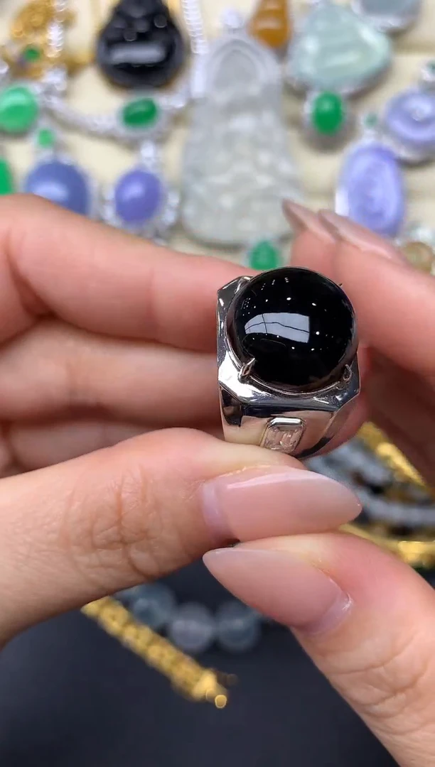 翡翠戒指18K金镶嵌342-雪姐翡翠天天见