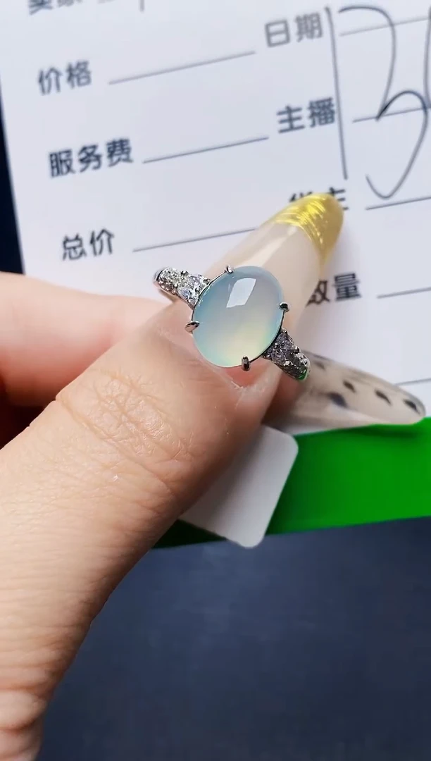 银S925镶嵌戒指翡翠3608