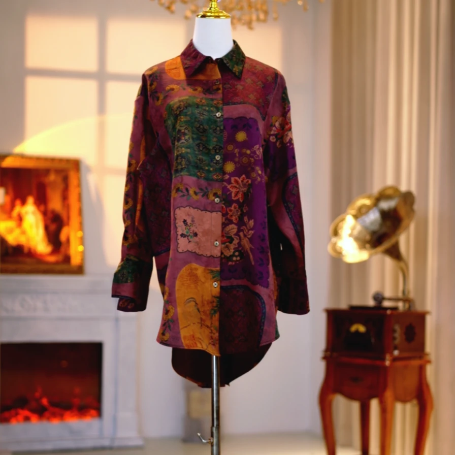 香云纱高定时尚气质减龄衬衫  250097