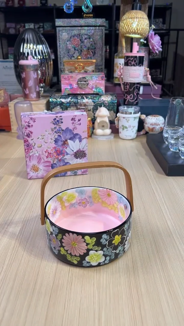 23粉黛提梁果篮