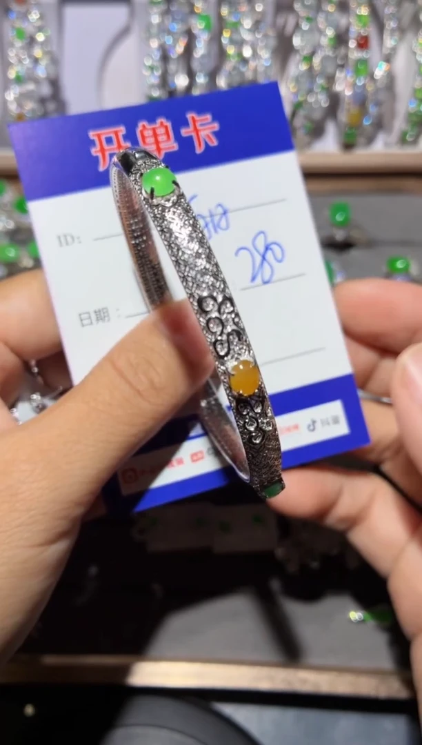银S925镶嵌手镯翡翠～*丽阿丽
