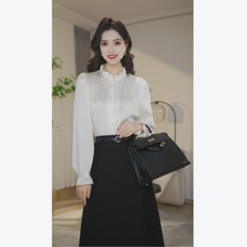 【小北甄选】欧若风8591021米杏色显瘦显气质衬衫显瘦气质女时尚