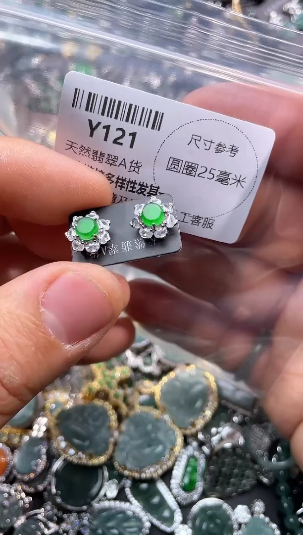 【闪购商品】翡翠颈饰未镶嵌Y121耳钉