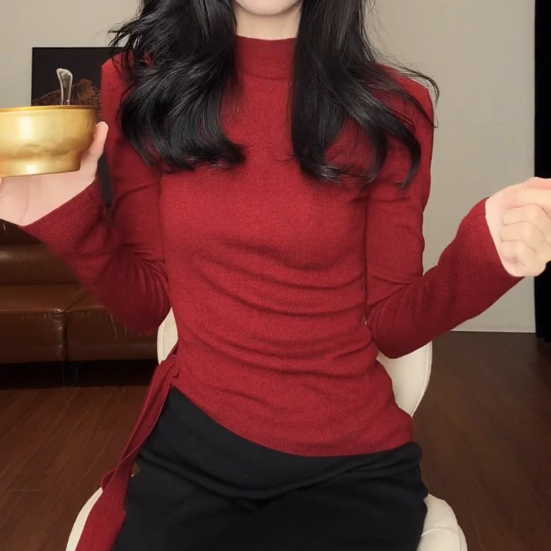 2025早秋新款韩系半高领百搭气质长袖打底针织衫LK2506977