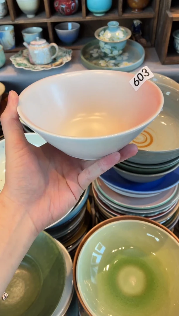 瓷片Z**～603  桃夭马蹄碗1个