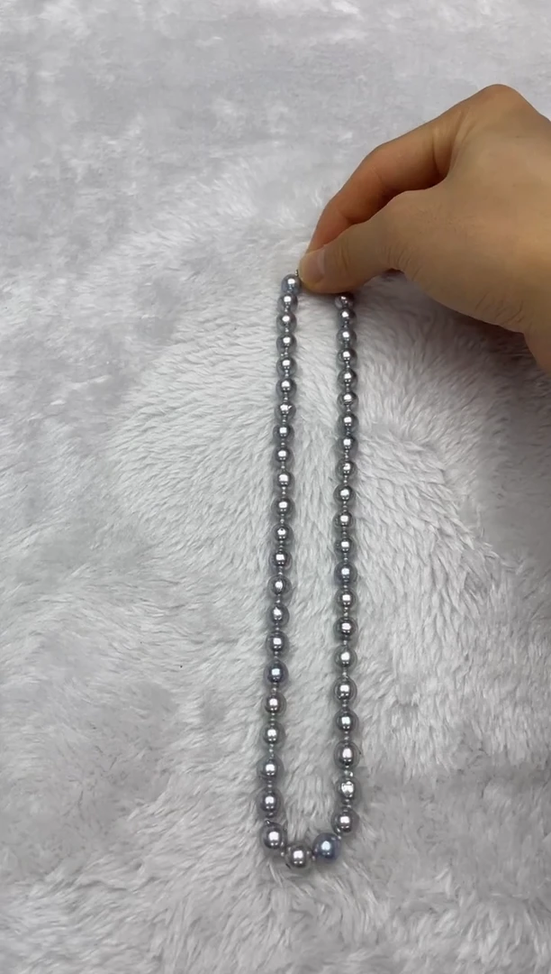 项链银S925镶嵌海水珍珠AK羽皇金8-8.5mm