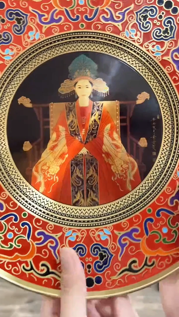 其他瓷崔景哲-景泰蓝铜盘-人物