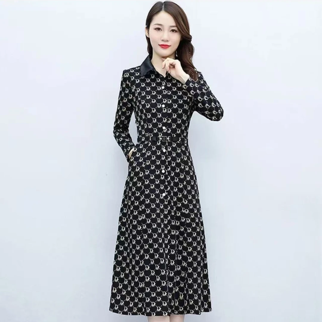 B201-C百搭显瘦春秋款连衣裙遮屁时尚舒适大气简约休闲极简宁